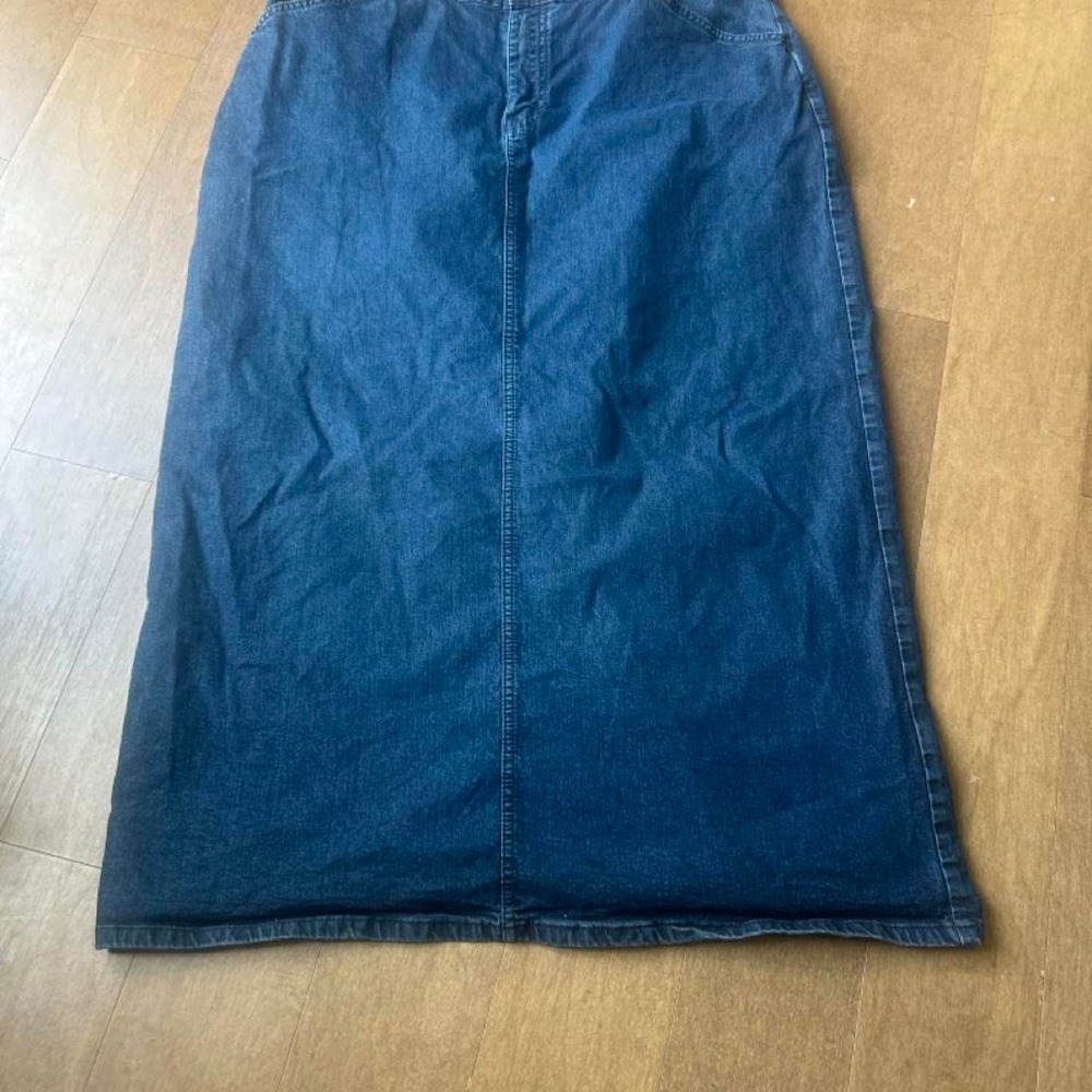 Tommy Hilfiger Blue Denim Maxi Skirt Size 18 Long A-Line Cotton Blend Stretch